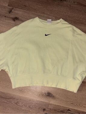 Nike Phoenix Light Yellow Green Cropped Crewneck with Black Swoosh